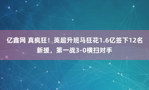 亿鑫网 真疯狂！英超升班马狂花1.6亿签下12名新援，第一战3-0横扫对手